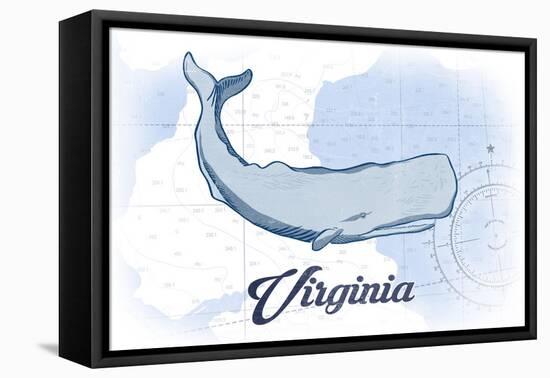 Virginia - Whale - Blue - Coastal Icon-Lantern Press-Framed Stretched Canvas