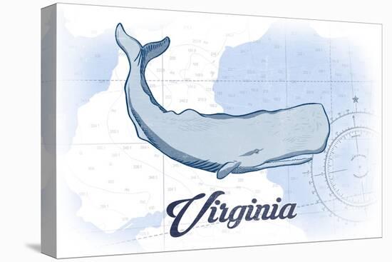 Virginia - Whale - Blue - Coastal Icon-Lantern Press-Stretched Canvas