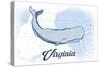 Virginia - Whale - Blue - Coastal Icon-Lantern Press-Stretched Canvas