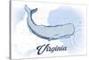 Virginia - Whale - Blue - Coastal Icon-Lantern Press-Stretched Canvas