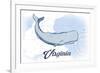 Virginia - Whale - Blue - Coastal Icon-Lantern Press-Framed Premium Giclee Print