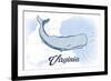 Virginia - Whale - Blue - Coastal Icon-Lantern Press-Framed Premium Giclee Print