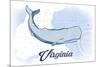 Virginia - Whale - Blue - Coastal Icon-Lantern Press-Mounted Premium Giclee Print