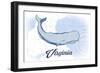 Virginia - Whale - Blue - Coastal Icon-Lantern Press-Framed Art Print