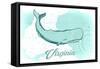 Virginia - Whale - Teal - Coastal Icon-Lantern Press-Framed Stretched Canvas