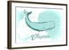 Virginia - Whale - Teal - Coastal Icon-Lantern Press-Framed Art Print