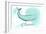 Virginia - Whale - Teal - Coastal Icon-Lantern Press-Framed Art Print