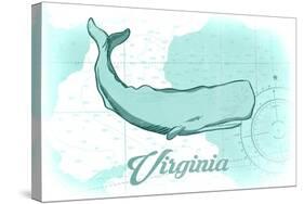 Virginia - Whale - Teal - Coastal Icon-Lantern Press-Stretched Canvas