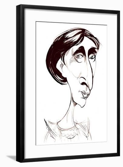 Virginia Woolf, English novelist sepia ink caricature-Neale Osborne-Framed Giclee Print