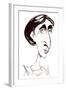 Virginia Woolf, English novelist sepia ink caricature-Neale Osborne-Framed Giclee Print