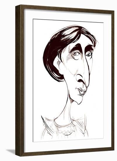 Virginia Woolf, English novelist sepia ink caricature-Neale Osborne-Framed Giclee Print