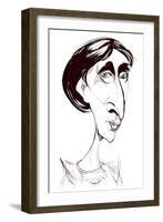 Virginia Woolf, English novelist sepia ink caricature-Neale Osborne-Framed Giclee Print