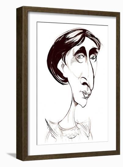 Virginia Woolf, English novelist sepia ink caricature-Neale Osborne-Framed Giclee Print