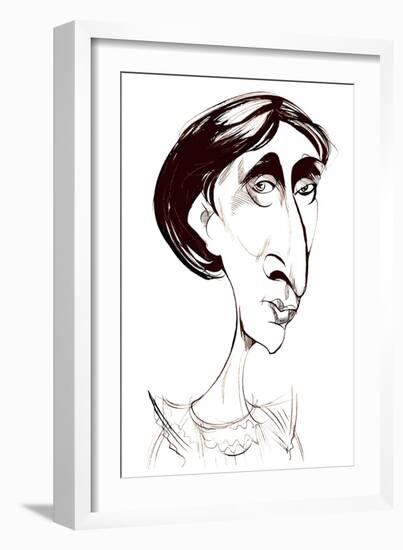 Virginia Woolf, English novelist sepia ink caricature-Neale Osborne-Framed Giclee Print