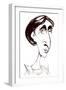 Virginia Woolf, English novelist sepia ink caricature-Neale Osborne-Framed Giclee Print