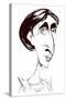 Virginia Woolf, English novelist sepia ink caricature-Neale Osborne-Stretched Canvas