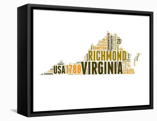 Virginia Word Cloud Map-NaxArt-Framed Stretched Canvas