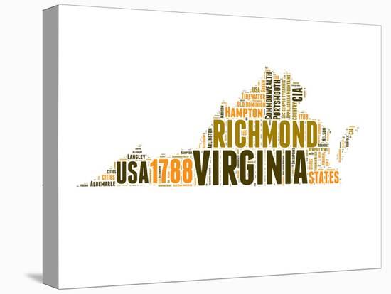 Virginia Word Cloud Map-NaxArt-Stretched Canvas