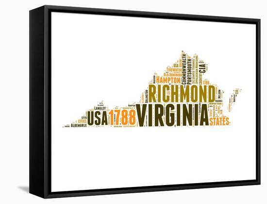 Virginia Word Cloud Map-NaxArt-Framed Stretched Canvas