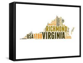 Virginia Word Cloud Map-NaxArt-Framed Stretched Canvas