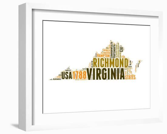 Virginia Word Cloud Map-NaxArt-Framed Art Print