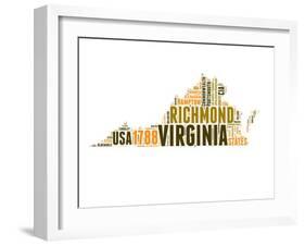 Virginia Word Cloud Map-NaxArt-Framed Art Print