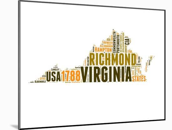 Virginia Word Cloud Map-NaxArt-Mounted Art Print