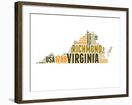 Virginia Word Cloud Map-NaxArt-Framed Art Print