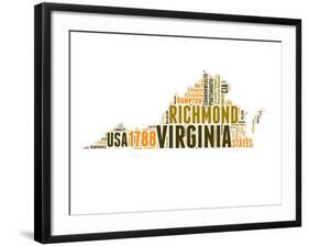 Virginia Word Cloud Map-NaxArt-Framed Art Print