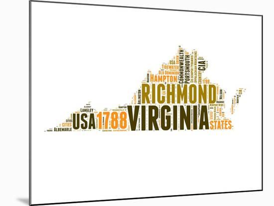 Virginia Word Cloud Map-NaxArt-Mounted Art Print