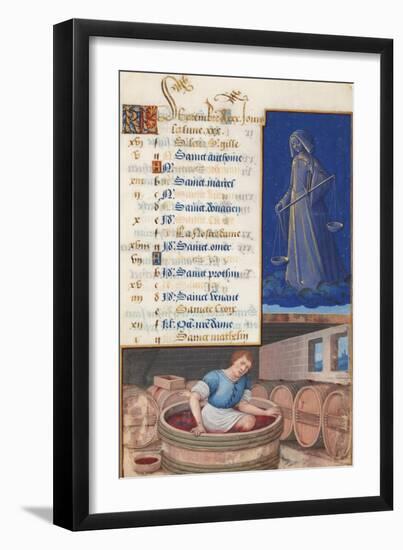 Virgo and Treading Grapes, Calendar for the Feast Days Celebrated in September, C.1500-Jean Bourdichon-Framed Giclee Print