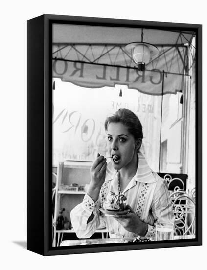 Virna Lisi Eating an Ice-Cream in Rome-Angelo Cozzi-Framed Stretched Canvas