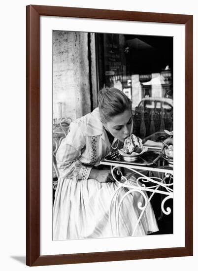 Virna Lisi Eating an Ice-Cream in Rome-Angelo Cozzi-Framed Photographic Print