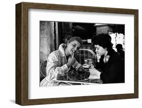 Virna Lisi Eating an Ice-Cream with Her Sister Esperia Pieralisi in Rome-Angelo Cozzi-Framed Photographic Print