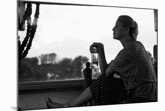 Virna Lisi Holding a Glass in Her Hand-null-Mounted Photographic Print