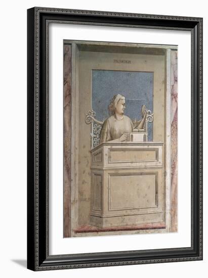 Virtues and Vices, Prudence-Giotto di Bondone-Framed Art Print