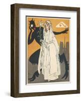 Virtuous French Girl on the Way to Her First Communion Encounters a Devil-Auguste Roubille-Framed Art Print