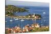 Vis Town, Franciscan Monastery and Harbor, Vis Island, Croatia-Peter Adams-Stretched Canvas