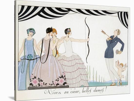 Visez Au Coeur, Belles Dames!, by H. Reidel, 1924 (Pochoir Print)-Georges Barbier-Stretched Canvas