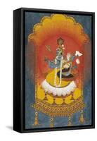 Vishnu and Lakshmi Enthroned, Basohli School circa 1690-null-Framed Stretched Canvas