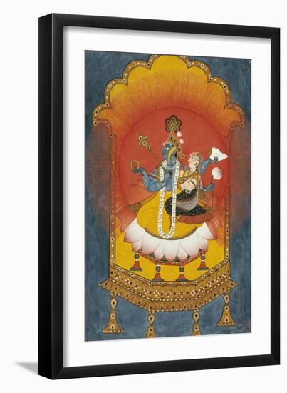 Vishnu and Lakshmi Enthroned, Basohli School circa 1690-null-Framed Giclee Print