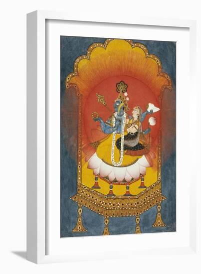 Vishnu and Lakshmi Enthroned, Basohli School circa 1690-null-Framed Giclee Print