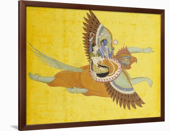 Vishnu and Lakshmi on Garuda Bundi, circa 1700-null-Framed Giclee Print