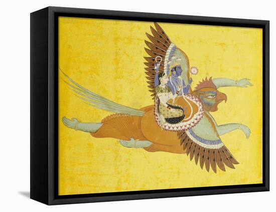 Vishnu and Lakshmi on Garuda Bundi, circa 1700-null-Framed Stretched Canvas