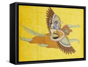 Vishnu and Lakshmi on Garuda Bundi, circa 1700-null-Framed Stretched Canvas