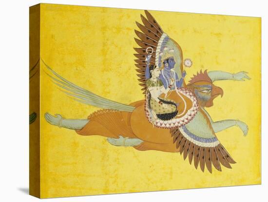 Vishnu and Lakshmi on Garuda Bundi, circa 1700-null-Stretched Canvas