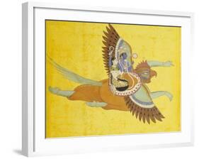 Vishnu and Lakshmi on Garuda Bundi, circa 1700-null-Framed Premium Giclee Print