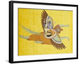 Vishnu and Lakshmi on Garuda Bundi, circa 1700-null-Framed Premium Giclee Print