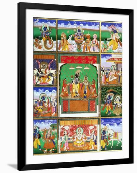 Vishnu in the Centre of His Ten Avatars, Jaipur, Rajasthan-null-Framed Giclee Print