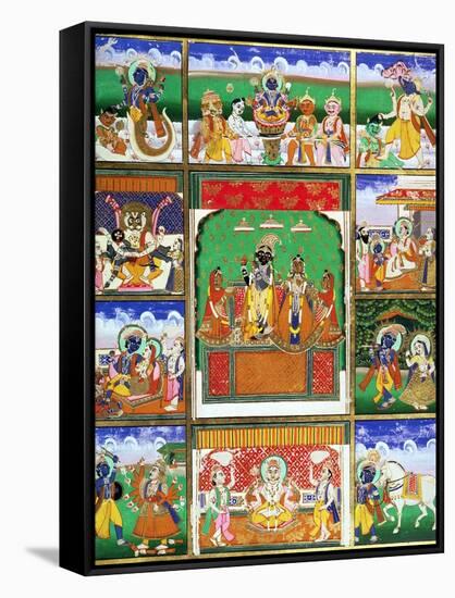 Vishnu in the Centre of His Ten Avatars, Jaipur, Rajasthan-null-Framed Stretched Canvas